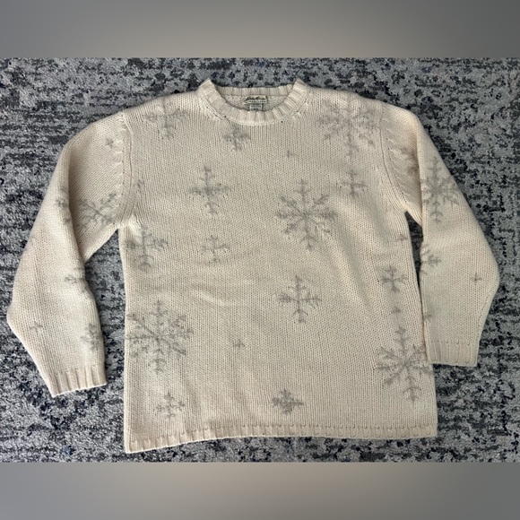 Vintage Eddie Bauer 100% Wool Snowflake Sweater - Picture 6 of 8